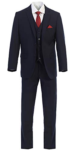 Elegant Men's Modern Fit Three Piece and Two Piece Two Button Suits - Many Colors (42 Long, 100% Wool Navy)…