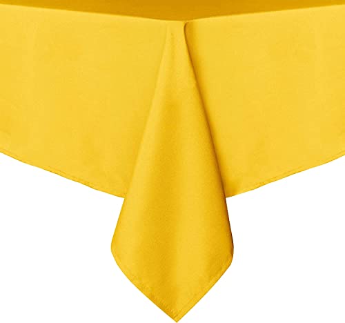 Image of Obstal 210GSM Rectangle Table Cloth, Yellow, 54 x 108 Inch | Heavy Duty Water Proof Microfiber Tablecloth, Decorative Fabric Table Cover for Outdoor and Indoor Use