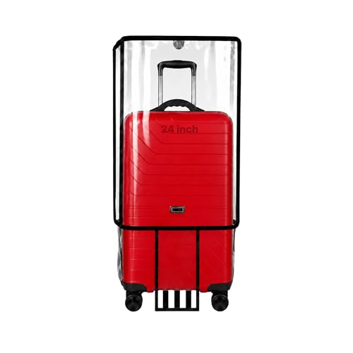 Image of Trolley Bag Cover 24 Inch | Waterproof Dustproof PVC Suitcase Protector with Zipper | Transparent Luggage Cover for Medium Trolley Bags | Travel Baggage Protector