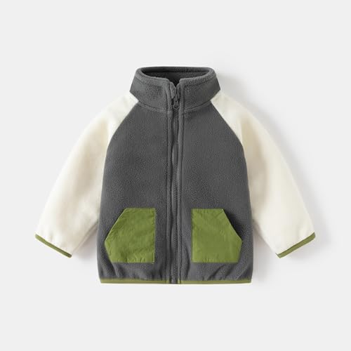 EnJoCho Girls Boys Fall And Winter Double Fleece Thickened Warm Shaker Jacket Girls Coat 5t (Dark Gray, 5-6 Years)3