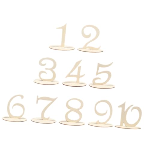 SOLUSTRE 10pcs Wood Number Signs for Wedding Banquet Simple Design Seat Decor Digital Signage Event Centerpiece
