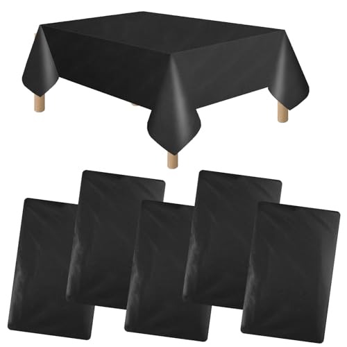 5 peças toalha de mesa preta, 137 x 274 cm, retangulares, toalha de mesa de plástico preta, PEVA resistentes à água e ao óleo, toalhas de mesa de plástico para eventos, Natal, festas de aniversário