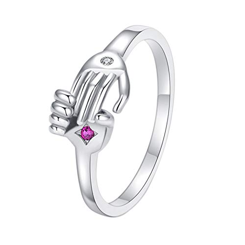 Hand in Hand Ring for Women,TADAMI 925 Sterling Silver Hug Rings Hugging Hands Open Ring Hug Hands Jewelry Couples Promise Wedding Bands Rings for Girls