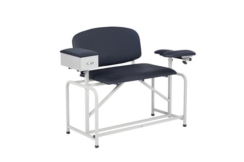VivaComfort Black Bariatric Extra-Tall Blood Drawing Chair, Phlebotomy Bariatric Chair with Arms