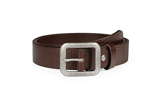 SYMOL Gürtel Damen Ledergürtel Taillengürtel Damengürtel Leder Jeansgürtel  Echtleder 35mm Breit Übergröße & Normale Größe (Braun, 100-105cm Bundweite=120 cm Gesamtlänge) Cover