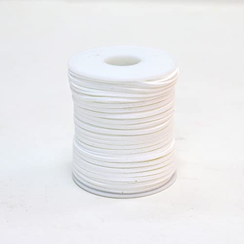 Cordón de piel de ante de imitación de 50 yardas, cordón de ante de imitación de hilo de ante de imitación para manualidades, pulsera, collar, joyería, artesanía, 3 mm de ancho, blanco