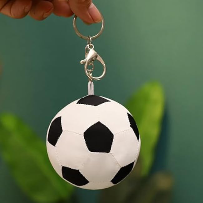 Zcargel Keychain Soccer Doll Plush Toy, Key Holder Ball Pendant, Men's Bag Accessory, Soft PP Cotton, Fashionable 9cm