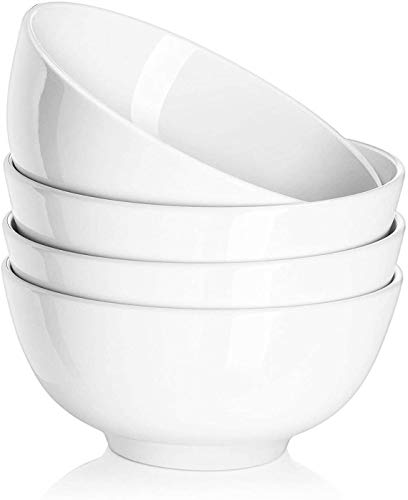 DOWAN 22 Ounces Porcelain Soup Bowls, Cereal Bowls, Lightweight Bowl Sets 4, Chip