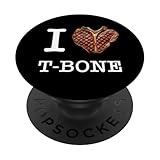 para Amantes del chuletón T-Bone: “I Love T-Bone” PopSockets PopGrip Adhesivo