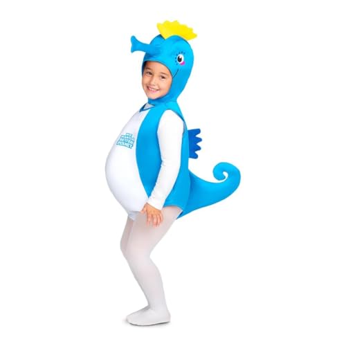 My Other Me Déguisement d'hippocampe unisexe pour enfant en bleu avec bonnet et combinaison, taille 10-12 ans. Plongez dans un monde sous-marin amusant.