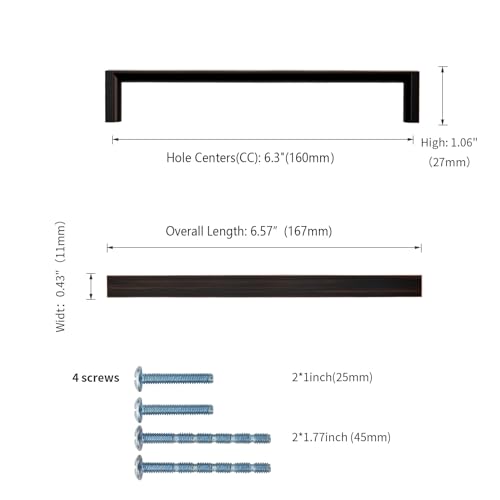 Image of 10 Pack 6.3 Inch(160mm) Kitchen Cabinet Handles Oil Rubbed Bronze Cabinet Pulls Kitchen Cabinet Hardware Drawer Pulls for Cupboard Wardrobe