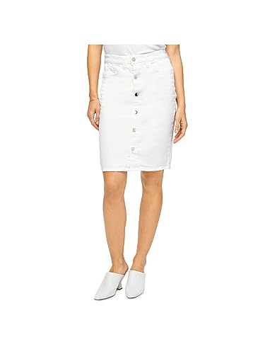 7 For All Mankind JEN7 Women's Button-Front Denim Pencil Skirt (Clean White, 16)