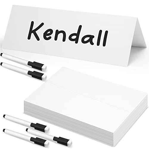 Seajan 105 Pcs White Dry Erase Tent Cards Reusable Name...