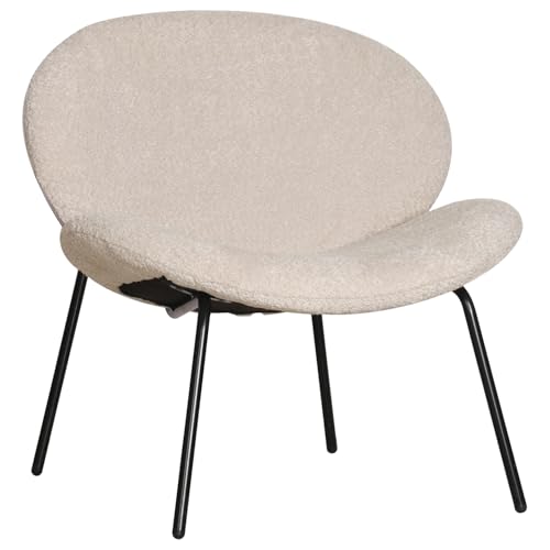 Happy Garden Fauteuil en Tissu Beige chiné Sacha – Chaise d'appoint 1 Place – Assise rembourrée – Structure Acier
