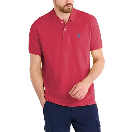 Image of U.S. POLO ASSN. Men Cotton Regular Fit Solid Polo With Small Pony | Two-Button Closure Pique Polo Shirt, Summer Fashion Golf Shirt