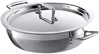 Le Creuset 962028300 3-Ply Stainless Steel Shallow Casserole with Lid, 30 x 7.5 cm, Silver