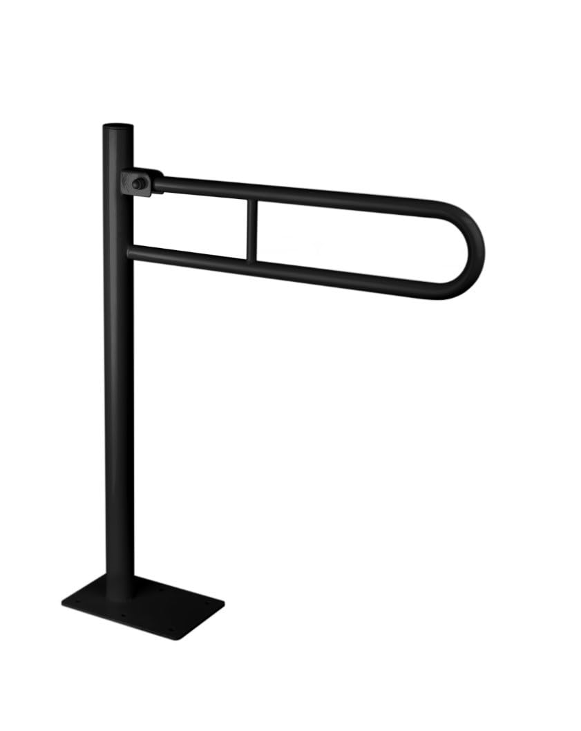 Składany uchwyt do montażu w podłodze 60 / 80 cm uchwyt podporowy uchwyt podporowy biały czarny (60 cm, czarny)