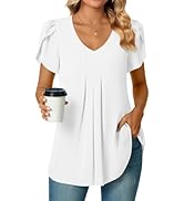 Bestbee Women's Chiffon Blouses Dressy Casual Tops Summer Tunics V Neck Business Short Sleeve Shirts
