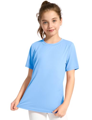 Image of KEREDA Girls Athletic Shirts Quick Dry T Shirts Summer UPF 50+ Tops 3 Pack