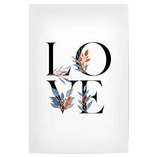 artboxONE Poster 30x20 cm Typografie Floral Love Letters hochwertiger Design Kunstdruck - Bild Letter Flower Letter