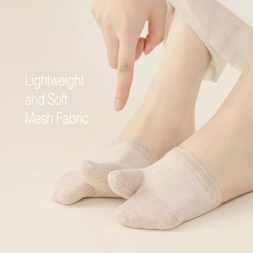 Women's Tabi Inspired Low Cut Split Toe Half Socks - Cotton Invisible Lightweight Liner Toe Topper Covers for Mules Clogs3