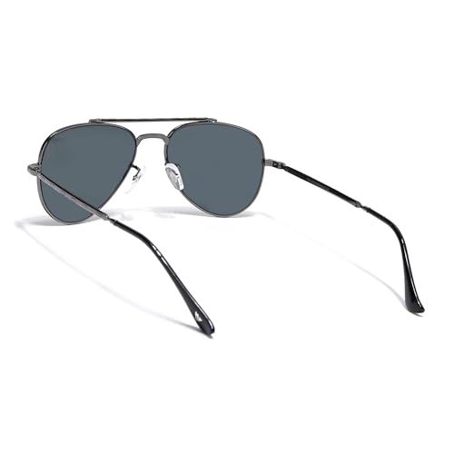 Image of Voyage Aviator Polarized Sunglasses for Men & Women (Black Lens | Grey Frame - MG7619)