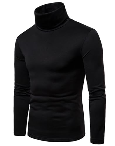 HUNGSON Men's Casual Slim Fit Basic Tops Knitted Thermal Turtleneck Pullover Sweater