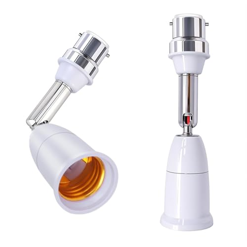 Image of 1 Unit B22 to E26 /E27 Light Socket Extender,Vertical 180Horizontal 350 Adjustable Medium Screw Base Light Bulb Extension Socket(5.5 inch /14cm)