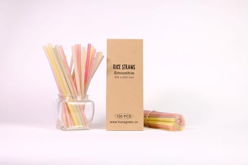 Sturdy & Reliable Rice Straws: Eco-Friendly, Ocean-Safe, Guilt-Free Drinking Solution - Disposable, Ideal for Cold Drinks, Smoothies, Cocktails - Reduce Plastic Pollution (8mm x 200mm, 100, Count) Sturdy & Reliable Rice Straws: Eco-Friendly, Ocean-Safe, Guilt-Free Drinking Solution - Disposable, Ideal for Cold Drinks, Smoothies, Cocktails - Reduce Plastic Pollution (8mm x 200mm, 100, Count)