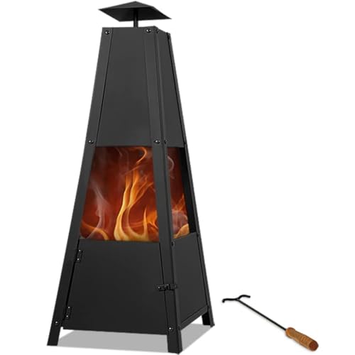 GARDEBRUK® Pyramid Patio Heater with Lockable Door and Poker, 102cm, 5 kg