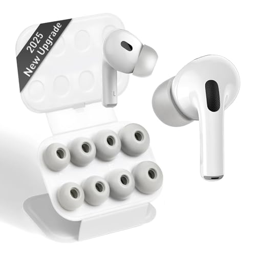 Vsagier Memory Foam Replacement Ear Tips for AirPods Pro and for AirPods Pro 2, with Noise Reduction Hole, No Silicone Eartips Pain for Apple Ear Buds, Fit in The Charging Case(XS/S/M/L)