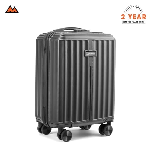 Image of MOVE-MEANT ROAMIFY Small Cabin Suitcase 55 CM 8 Wheels Number Lock Poly Carbonate Dark Grey Trolley Bag for Men & Women | 360 Degree Wheeling System Luggage | Trolley Bags for Travel
