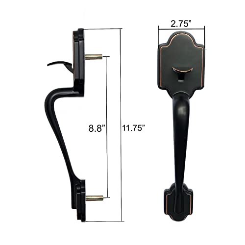 Scyan Front Door Entry Handleset With Knob, H4 Single Latch Exterior Door Entry Handle With Door Knob, Entry Door Lock Handle Set Non Handed For Left And Right Handed Doors (Aged Bronze) #TOP1