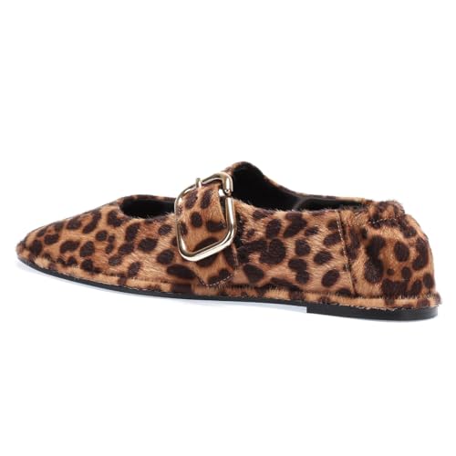 Ballet Flats Shoes for Women Slip On Mary Jane Leopard Print with Strap, Casual Daily Walking Comfort Flats4
