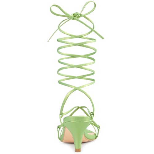 Allegra K Women's Strappy Lace Up Kitten Heels Sandals3