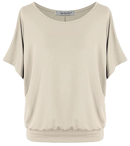 Van Der Rich ® - Oversize T-Shirt mit Fledermausärme - Damen(Beige, L)