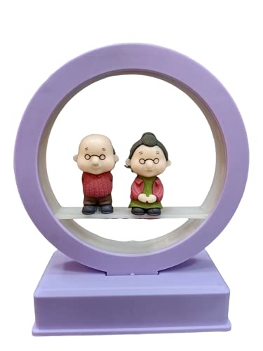 Image of AUGEN Plastic Led Light Old Couple Idol Statue Showpiece for Home Decor Decoration and Gifting (1 Piece, 9937C)