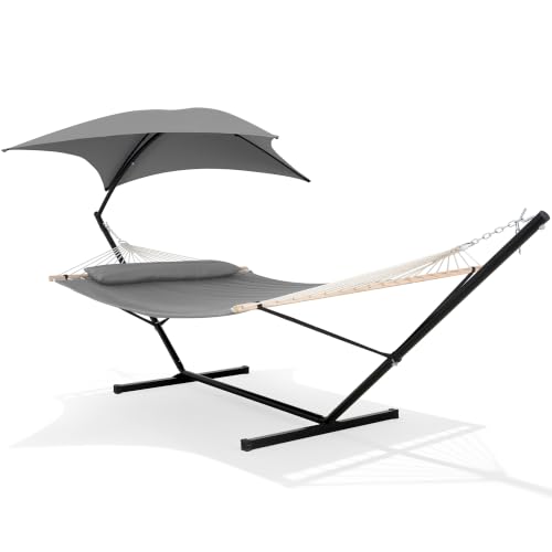 Image of SUNCREAT Hammocks for Outside with Stand, 475 lbs Capacity, Light Gray