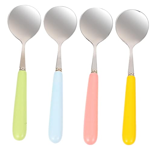 PRETYZOOM 4 Pack Stainless Steel Coffee Spoons Multi-use Scoops for Coffee Tea Ice Cream Easy to Clean Sleek Design for Home Commercial