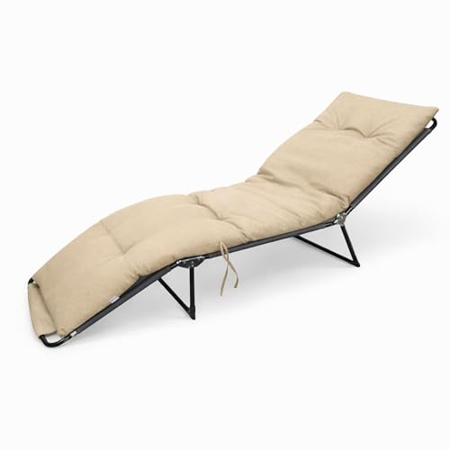 Meteorwi Home - Cojín para Tumbona Acolchado y Grueso, Colchoneta Cómoda para Exterior, Ideal para Jardín, Piscina, Terraza, Playa y Balcón (Beige, 180x55cm)