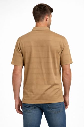 Image of WILD ELEPHANT Men Cotton Striped Polo Neck Half Sleeve T-Shirt with Pocket