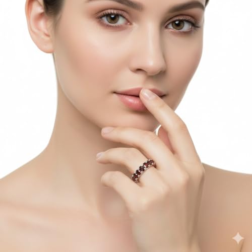Image of 55Carat Choose Your Color Natural Gemstone Sterling Silver Band Ring Birthstone Friendship Love Size 5-13
