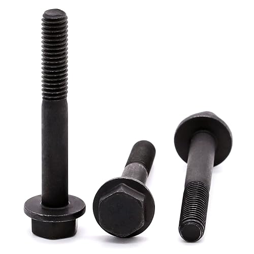 Image of Glvaner M12-1.75 x 70mm (4 pcs) Alloy Steel Flanged Washer Head Hex Bolts, Extra-Large Washer Head, 10.9 Grade Black Oxide Finish GB5789 Partial Thread