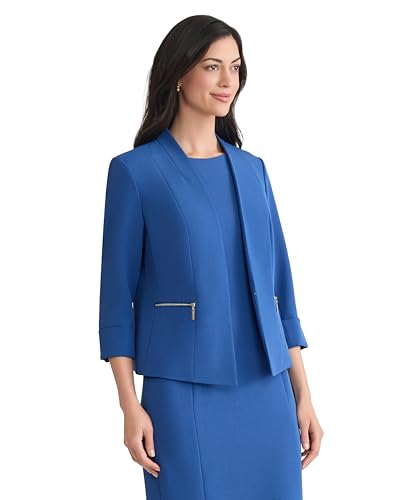 Kasper Women's Stretch Crepe Open Jacket with Zip Pockets2