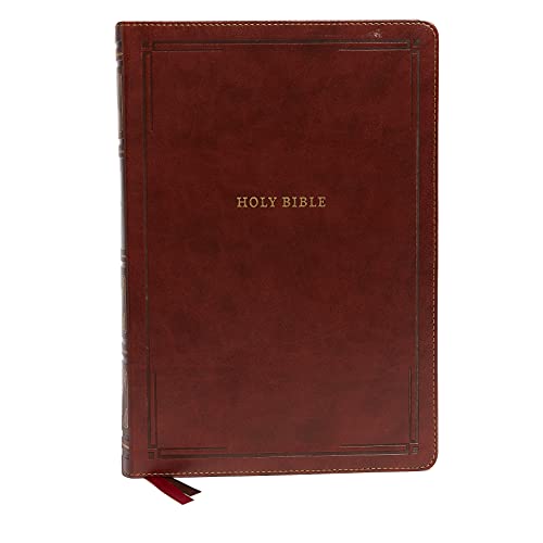 Image of NKJV Holy Bible, Giant Print Center-Column Reference Bible, Brown Leathersoft, Thumb Indexed, 72,000+ Cross References, Red Letter, Comfort Print: New King James Version