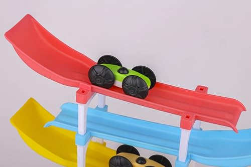 Image of 4-LAVEL Ramp Racer Multi-Level Toy Car Track Set with Mini Cars, Colourful Stacking Ramps for Kids