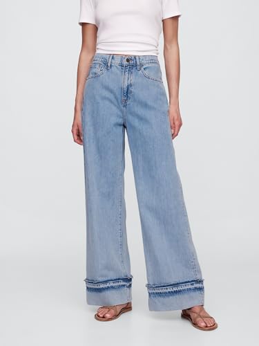 GAP Women's High Rise Wide Leg Cuffed Jean2