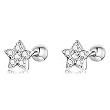 Pendientes de plata de ley con forma de estrella y circonita para mujer, aretes de plata 925, aretes de estrella