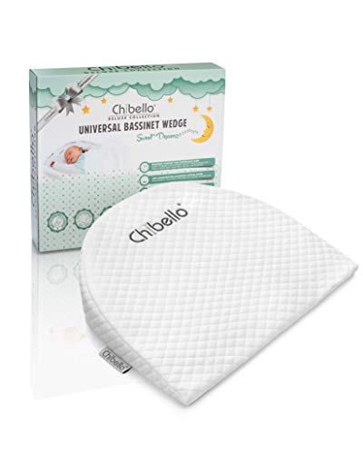 Chibello Bassinet Wedge Baby Pillow 12-Degree Incline Reflux Sleeper Premium Cotton Cover and Waterproof Layer Better Night Sleep for Your Infant