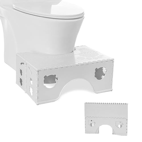 Foldable Toilet Stool, 7 Inches Healthy Squatting Posture Poop Stool with Anti-Slip Feet, Portable Travel Foot Stool for Toilet, Bathroom Non-Slip Toilet Assistance Step Stool,Easy to Storage